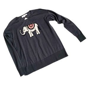Loft Elephant Ballet Neck Gray Sweater Small